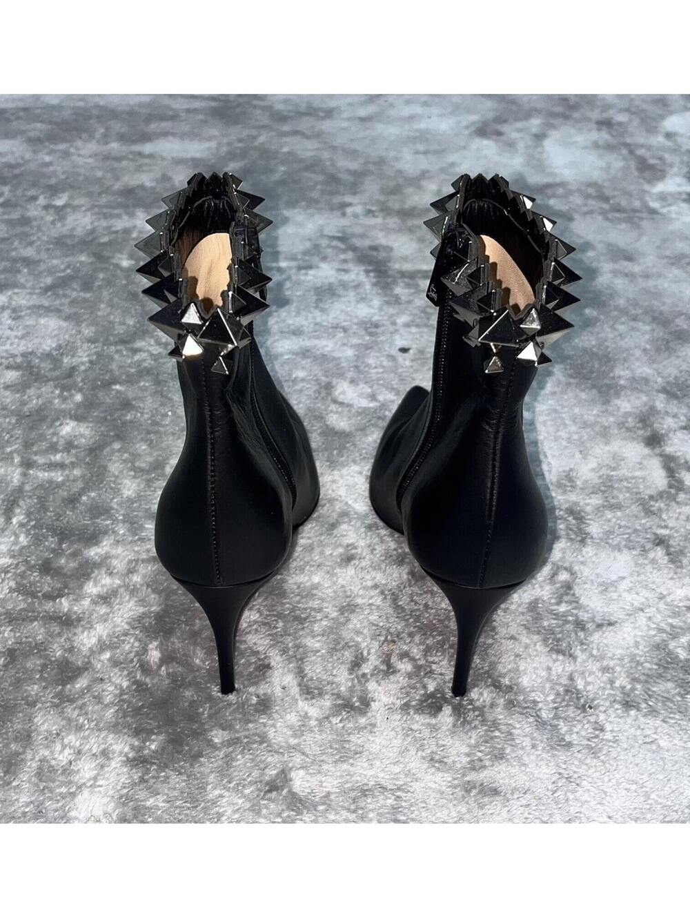 Christian Louboutin Belle 100 Ankle Boots Calf Leather Black Red-Sole Size 36.5 - Picture 7 of 10